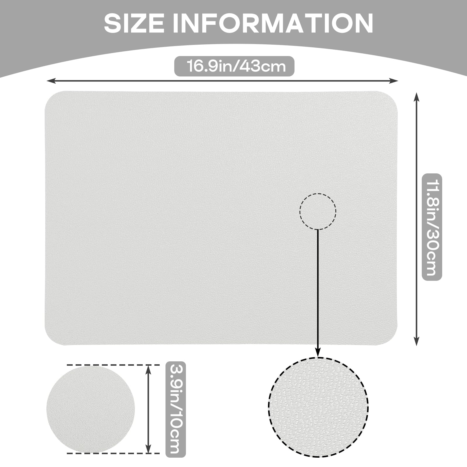 Juego de 6 Manteles Individuales y 6 Posavasos, PVC Antideslizantes Salvamanteles Individuales Lavables, Resistente Al Calor Manteles para Mesa de Comedor, 43 x 30 CM (Blanco)