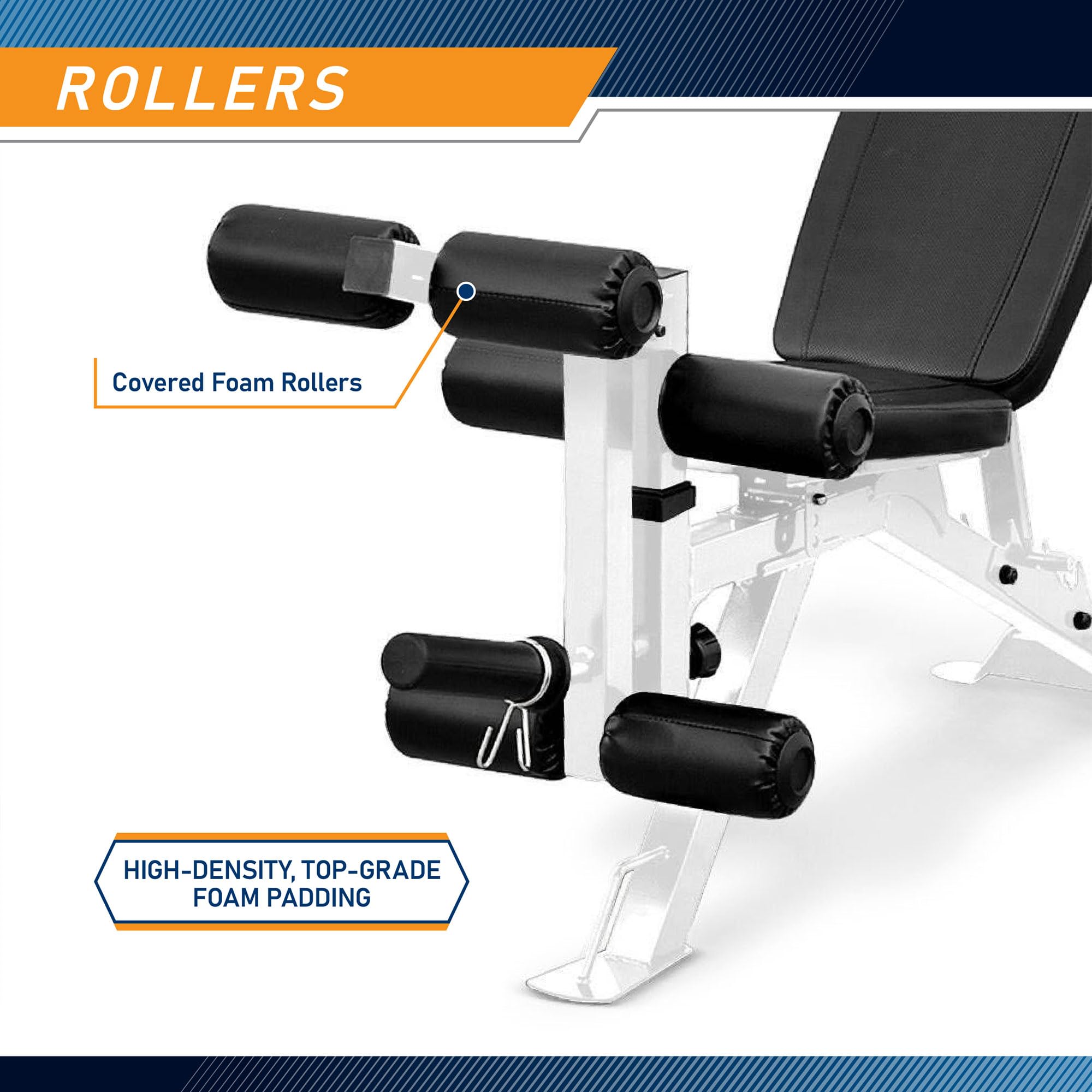 Foldable Incline Decline Weight Bench, Adjustable 6-Position Backrest | Includes Leg Extension Attachment for Full-Body Strength Training, Folds Flat to Save Space in Any Home Gym