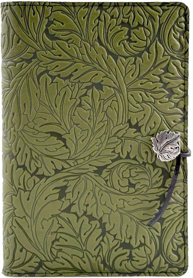 Modern Artisans Acanthus Leaf Embossed Leather Writing Journal, 6 x 9-inch + Refillable A5 Hardbound Insert