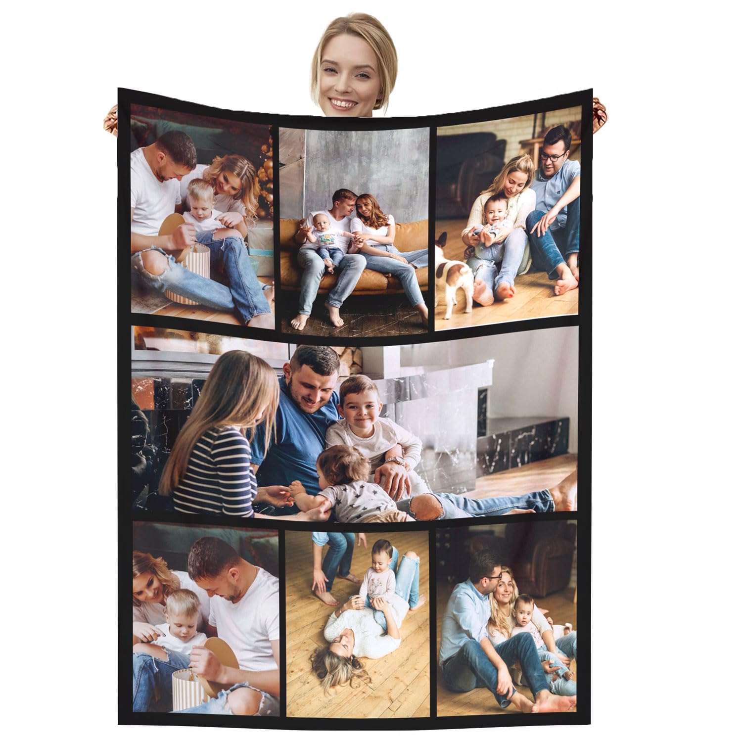 Dmkjdzsw personalised blanket，custom blanket， Soft Cosy Custom Blanket for Adults Kids，Personalised Gifts for Mum, Dad, Boyfriend-G-180 * 230CM