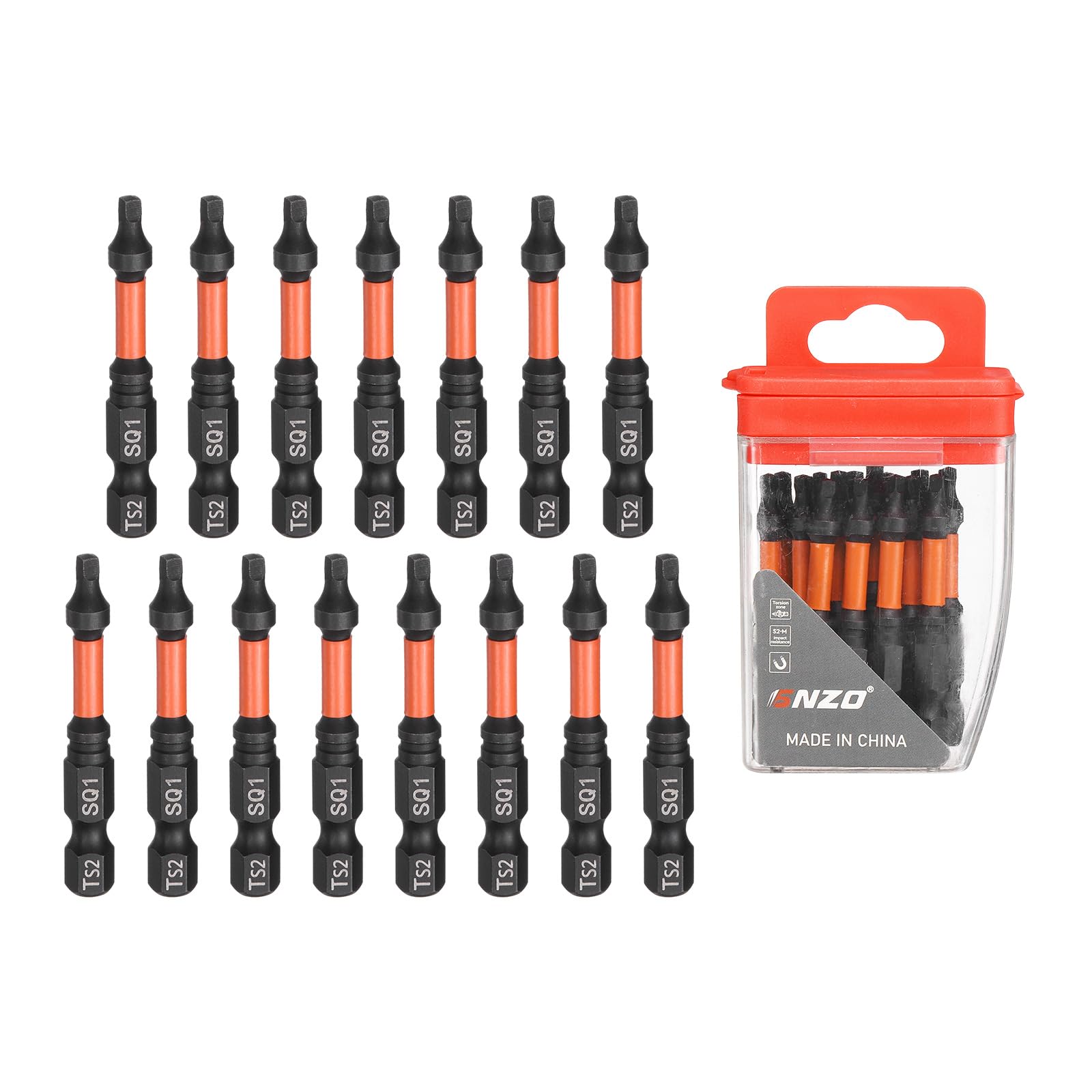 sourcing map 15pcs Square Head Screwdriver Bits 1/4" Hex Shank SQ1 Magnetic Head 2" Length S2 Steel Screw Driver Drill Bit for Repair Work Electric Screw Driver