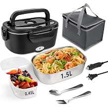SOHIDA 1.5L Electric Lunch Box, 80W Heated Lunch Box (Matte Black)