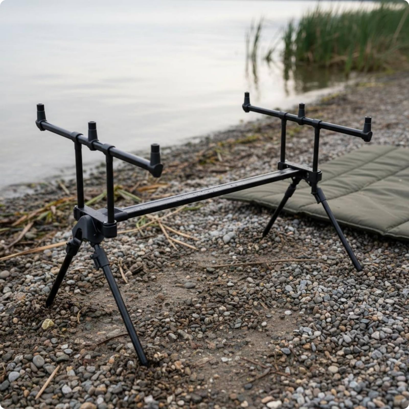 F Fityle Soporte para Cañas de Pescar Telescópico Portacañas Trípode Bastidor Aleación de Aluminio Duradera con Extensión Rápida para 6 Cañas Adecuado para Orilla Río Lago