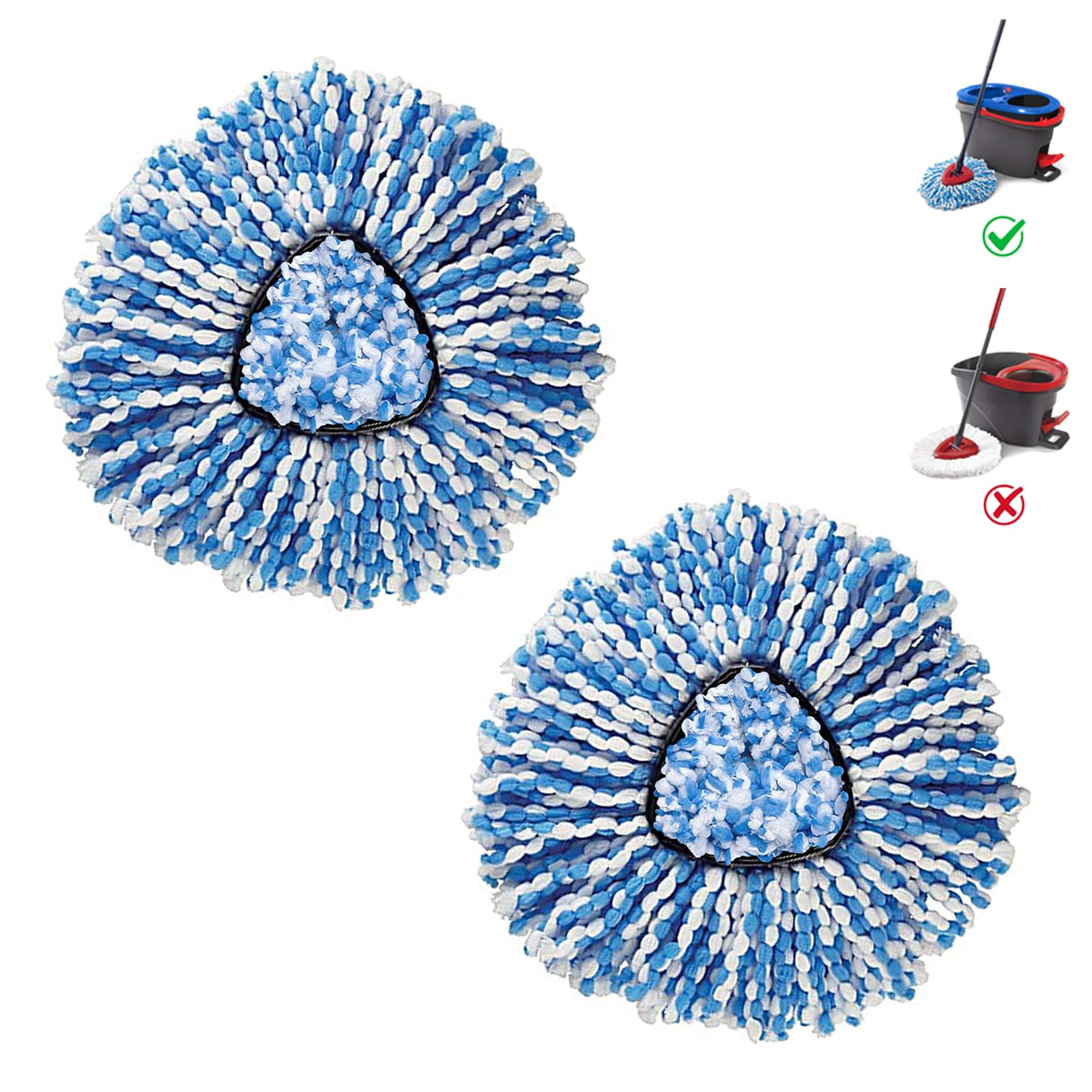 BonusLife 2-Pack Mop Head for O-Ceda RinseClean Spin Mop Refill 2-Tank System Only Easy Cleaning Microfiber Replacement
