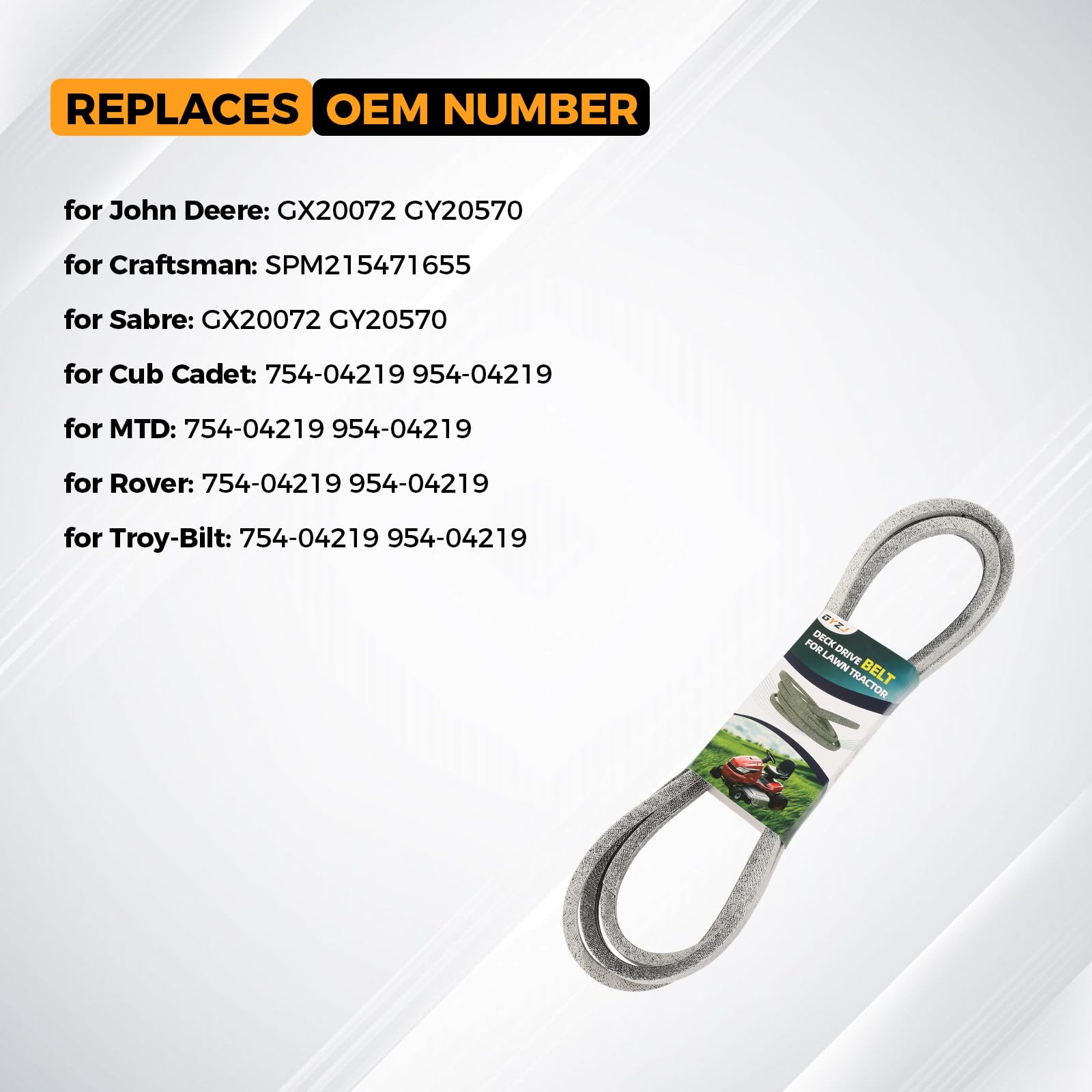 Cinghia per maglia da taglio per tosaerba da 107 cm GYZJ per John Deere GX20072 GY20570 Compatibile con John Deere 102 105 L100 L105 D100 D110 D120 D130 X110 X125 X145 E100 E110 E120 LA105 LA110 LA115