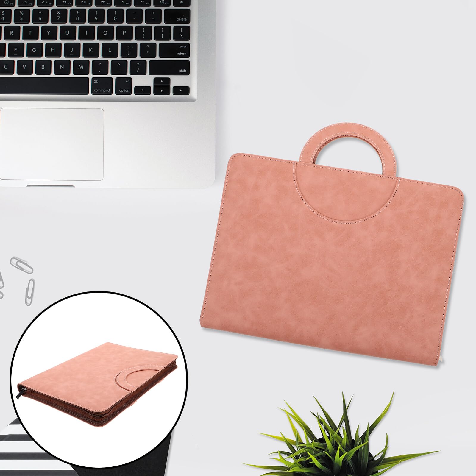 MAGICLULU Organizzatore Documenti Famiglia A4 con Cerniera in Pu Rosa, Custodia Porta Certificati e Passaporti Portatile per Viaggi e Uso Quotidiano