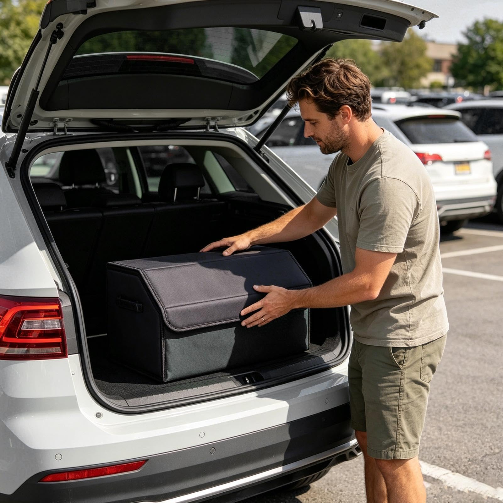 Generico Organizer Portaoggetti Per Bagagliaio scatola in similpelle | Organizer pieghevole da bagagliaio auto con chiusura magnetica Viaggi, Carico, Spesa, Attrezzi, Interni, Esterni, Campeggio