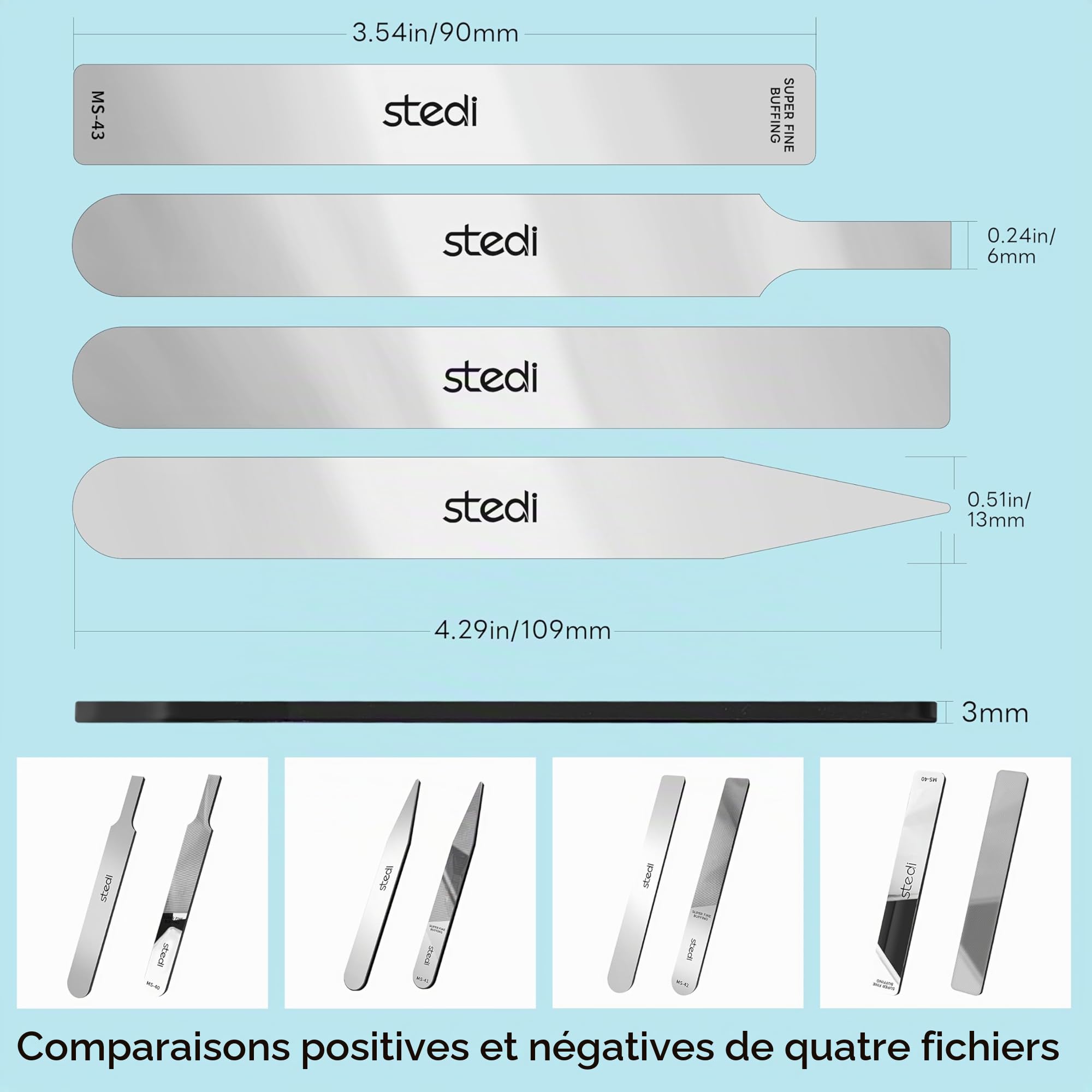 stedi Lot de 4 outils de polissage pour modélisme Hobby - Limes de précision ultime - Grain 10000 - Outils de meulage miroir pour modèles Gundam en plastique, bois, pièces à base de résine