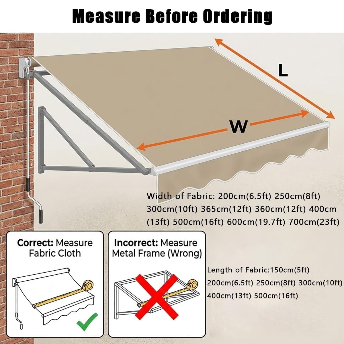 Tende da Sole per Balconi Protezione Solare, Tessuto di Ricambio per Tenda da Sole Retrattile, Telo di Ricambio Impermeabile Multicolore(S,400x250cm)