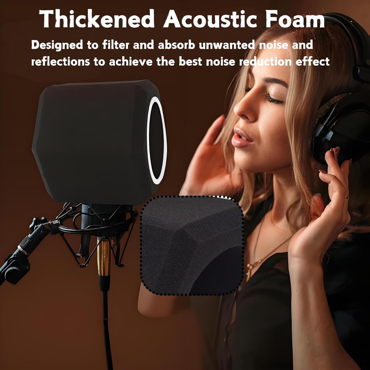 Microphone Sponge Cover Filter, C2 High Density Microphone Windscreen Professional Studio Microphone windscreen Filter for Mic, Vocal Isolation Booth Portable Equipment