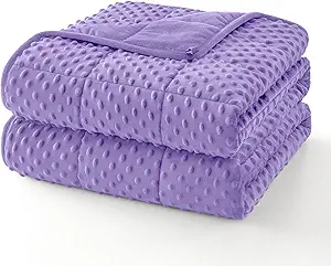Topcee Weighted Blanket King Size (20lbs 80"x87"), Minky Dots Heavy Blanket for Woman, Man Sleeping, Soft, Cozy and Cooling Weighted Throw Blankets, Machine Washable, Purple