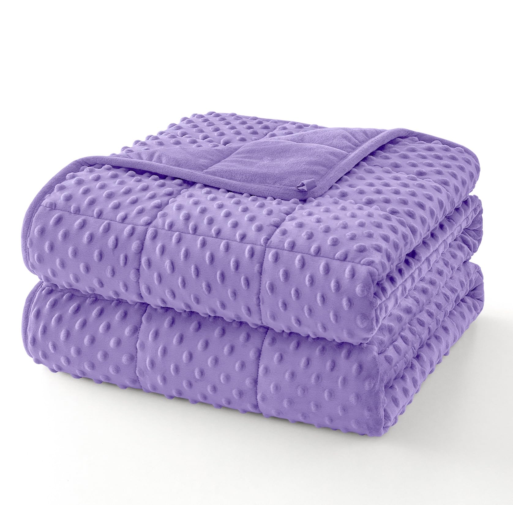 Topcee Weighted Blanket for Adults (15lbs 48"x72"), Minky Dots Heavy Blanket for Woman, Man Sleeping, Soft, Cozy and Cooling Weighted Throw Blankets, Machine Washable, Purple