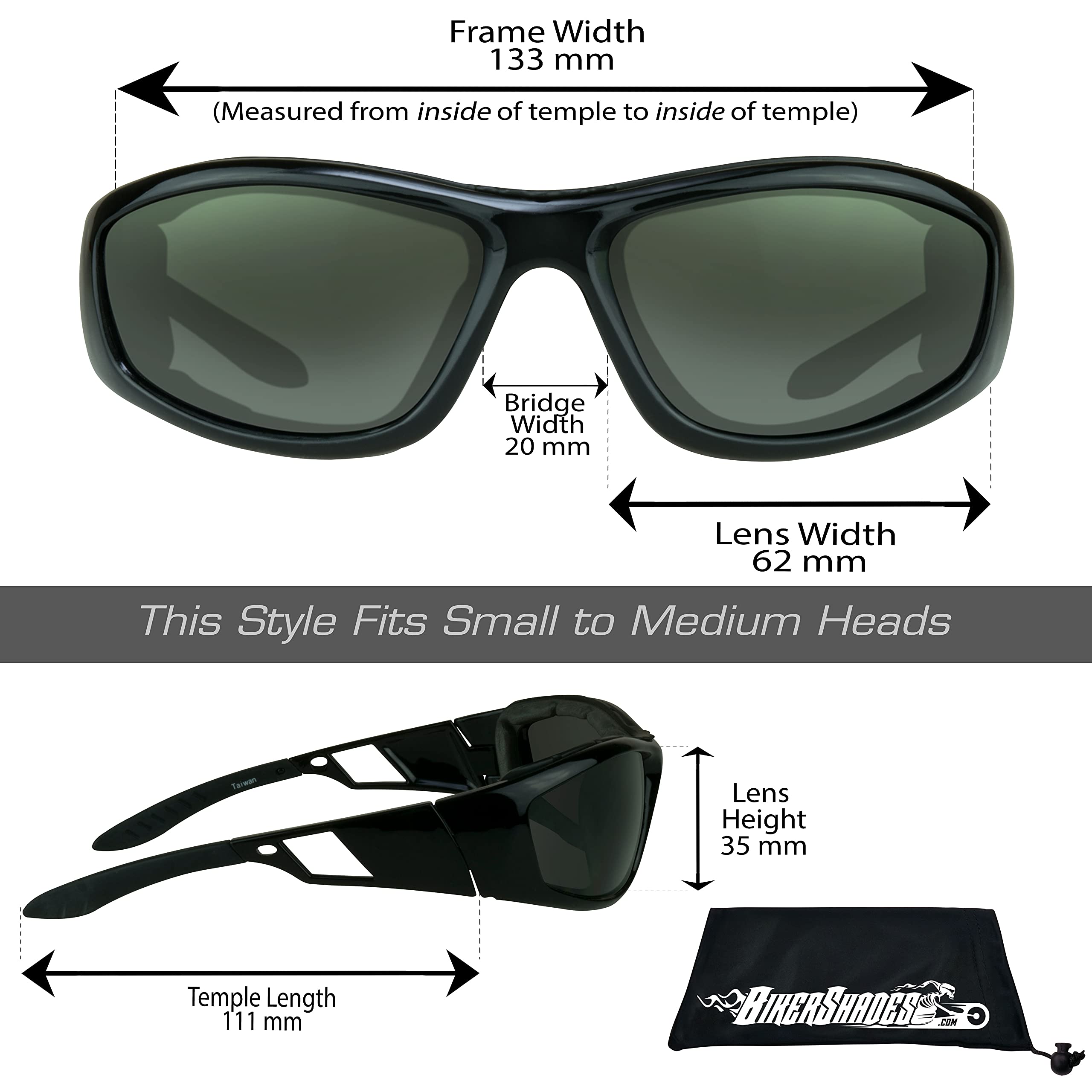 Bikershades Motorcycle Safety Day Riding Sunglass Removable Foam Men Women Dust and Wind Resistant