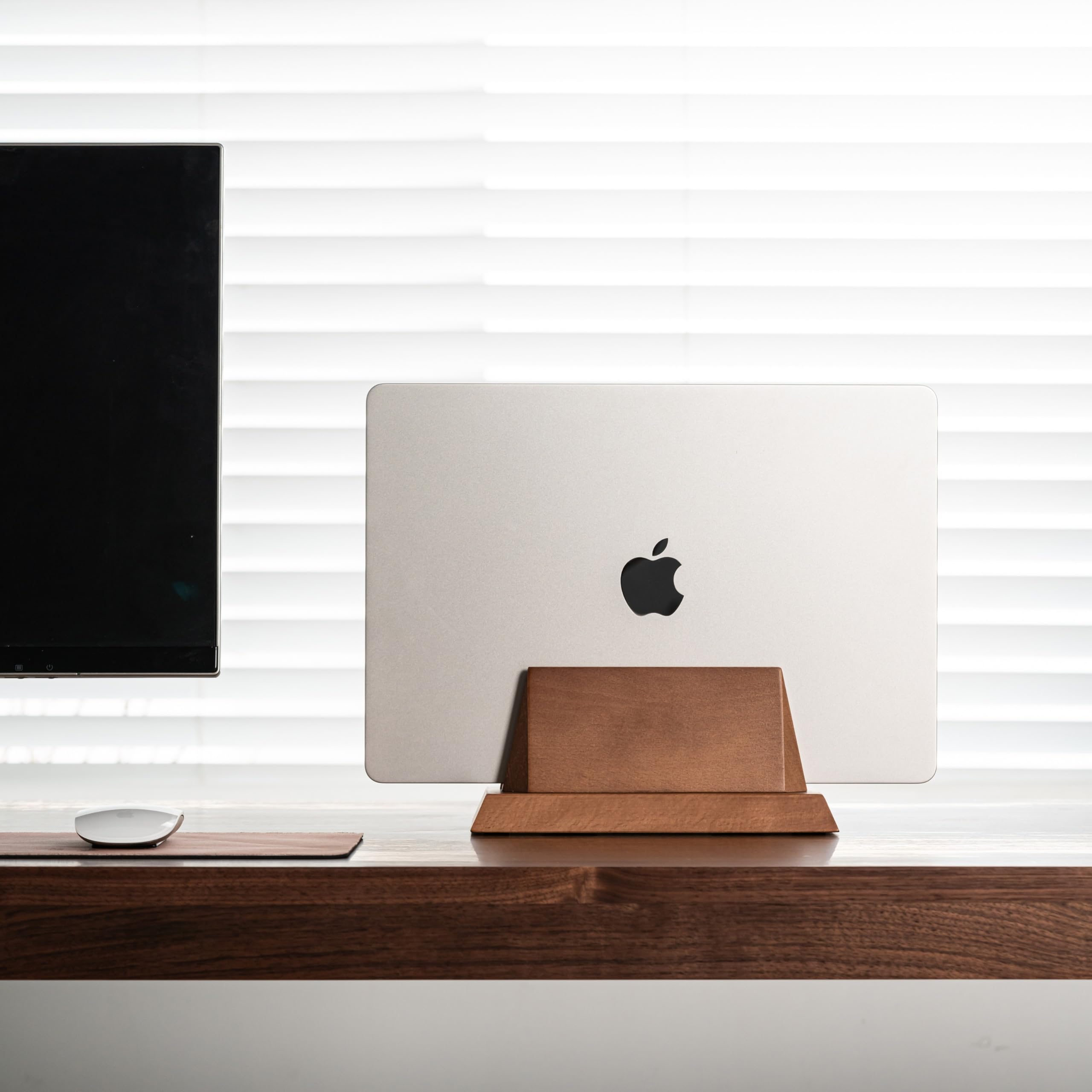 Adjustable Vertical Laptop Stand For Desk, Wooden Holder Macbook Pro Stand Wood Mac Air Dock Solid Walnut - View #8