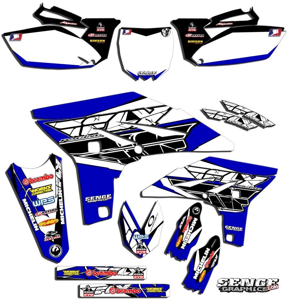 Amazon.com: 1993-1995 YZ 250 2-Stroke 13 Fly Blue Senge Graphics