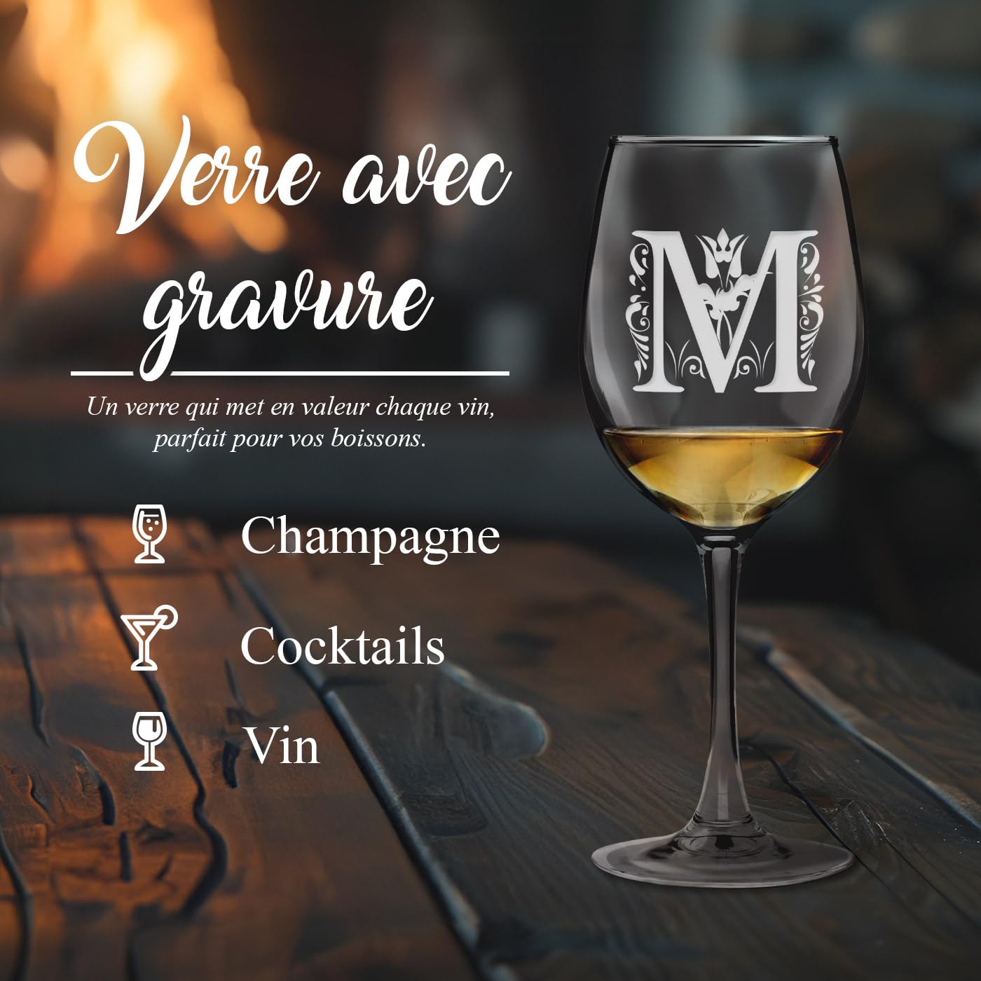 Maverton 6 Verres à Vin en Cristal pour elle, 6 Verres gravés 350 ml