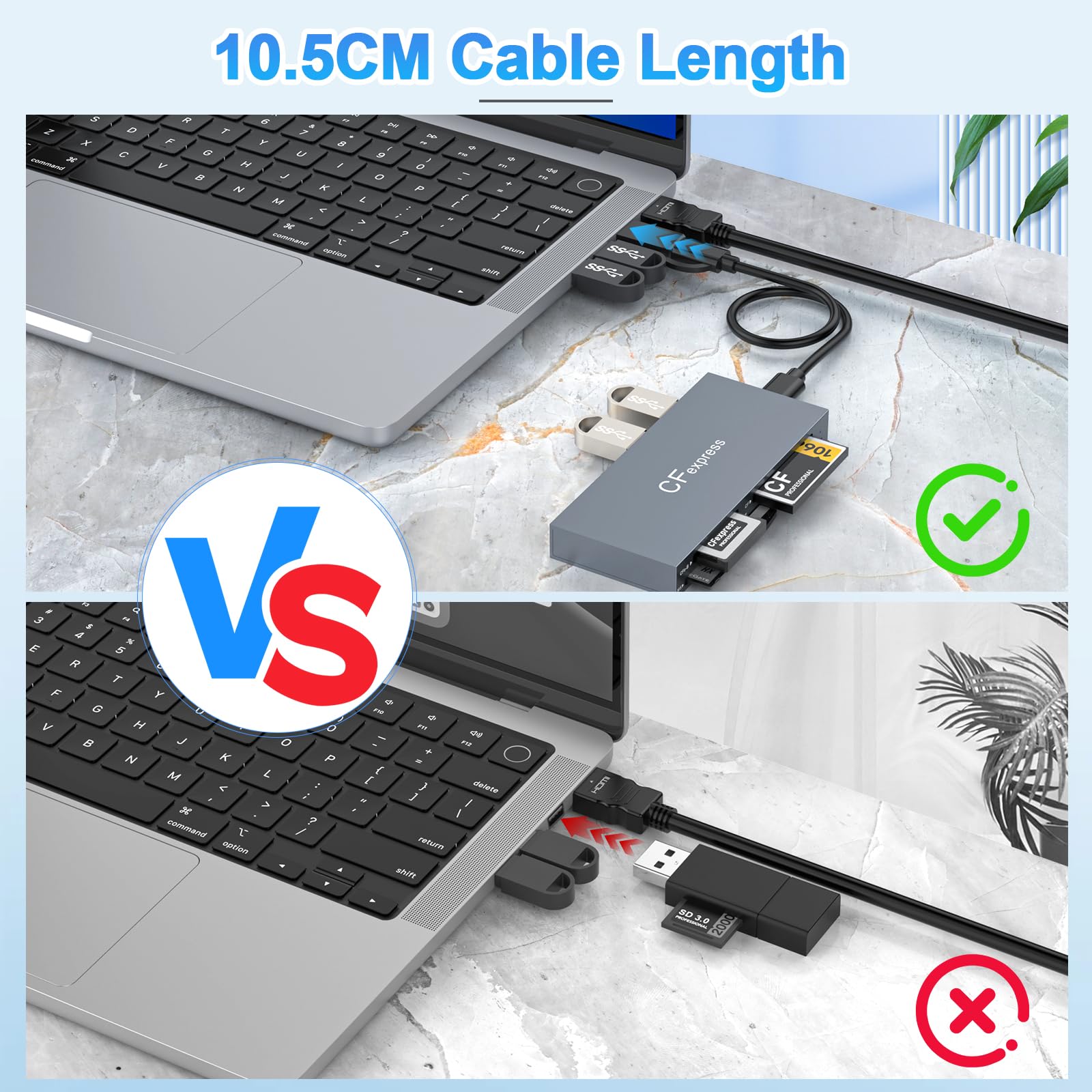 Multi 8 en 1 USB C/USB A para lector de tarjetas CFexpress tipo B, adaptador CFexpress de 10 Gbps para tarjeta tipo B/CF/XD/MS/TF/SD con Windows/Mac/Linux/Android, para iPhone 16/15, iPad Pro/Samsung
