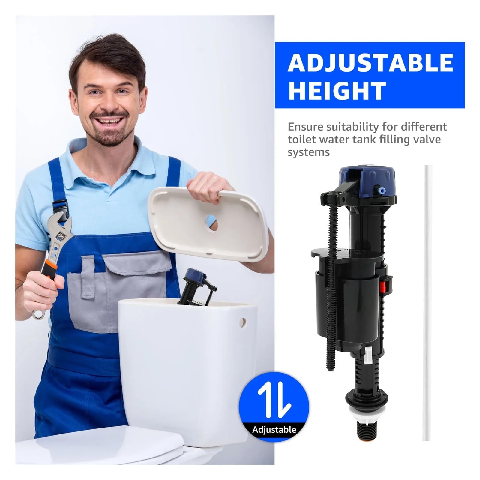 Fluxómetro manual para inodoro Accesorio De Repuesto For Válvula Llenado Inodoro Baño, Diseño Silencioso Y Ajustable