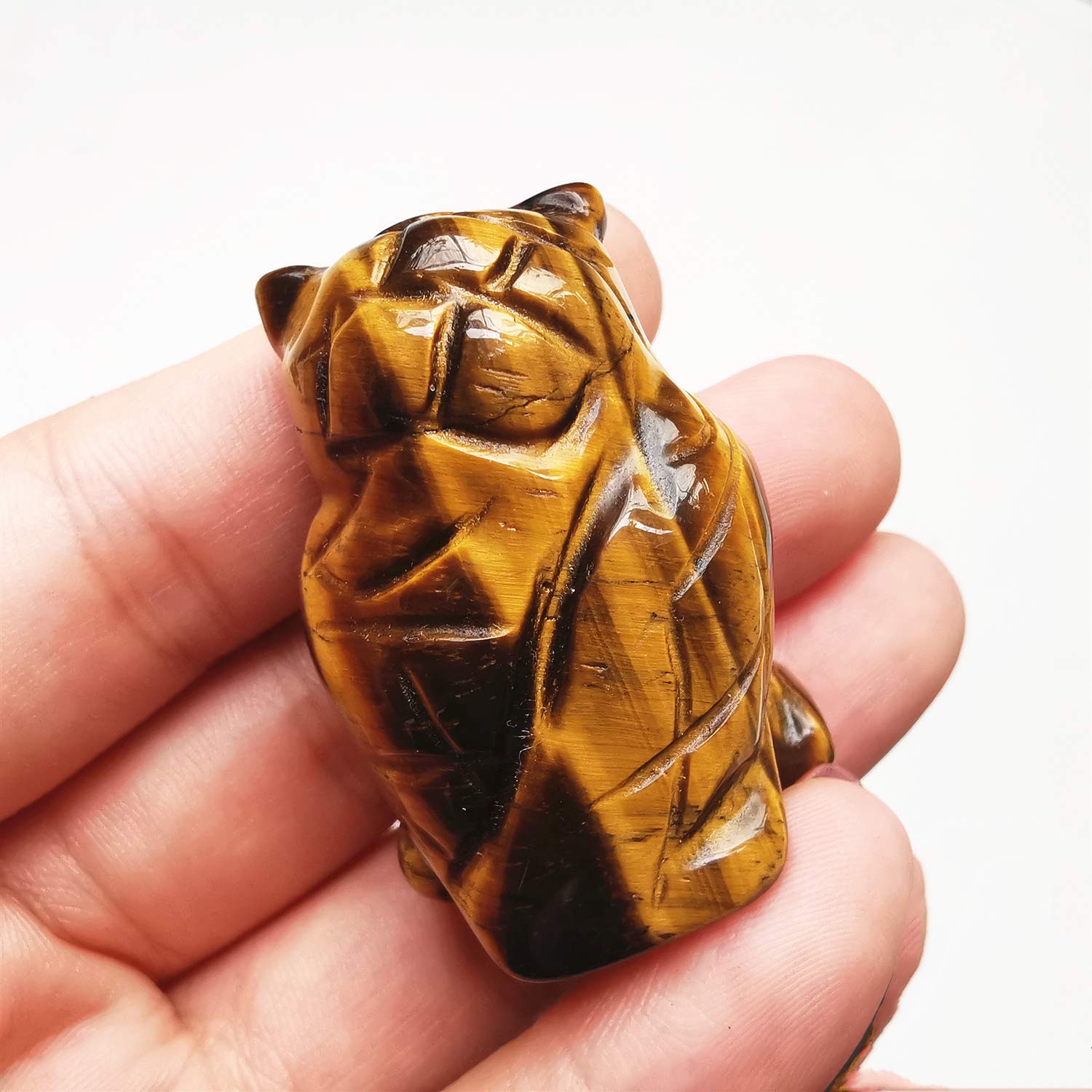 Manekieko Natural Tiger's Eye Owl Crystals and Healing Stones Figurines Collectibles,38mm Office Decor Gemstone - Image 2
