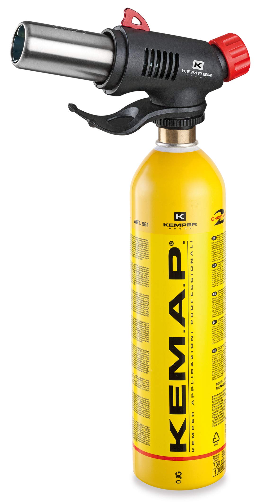 Kemper Pistolet à air Chaud gaz + Cartouche Kemap Mix Allumage piezo Température réglable 550°C Multi Fonctions