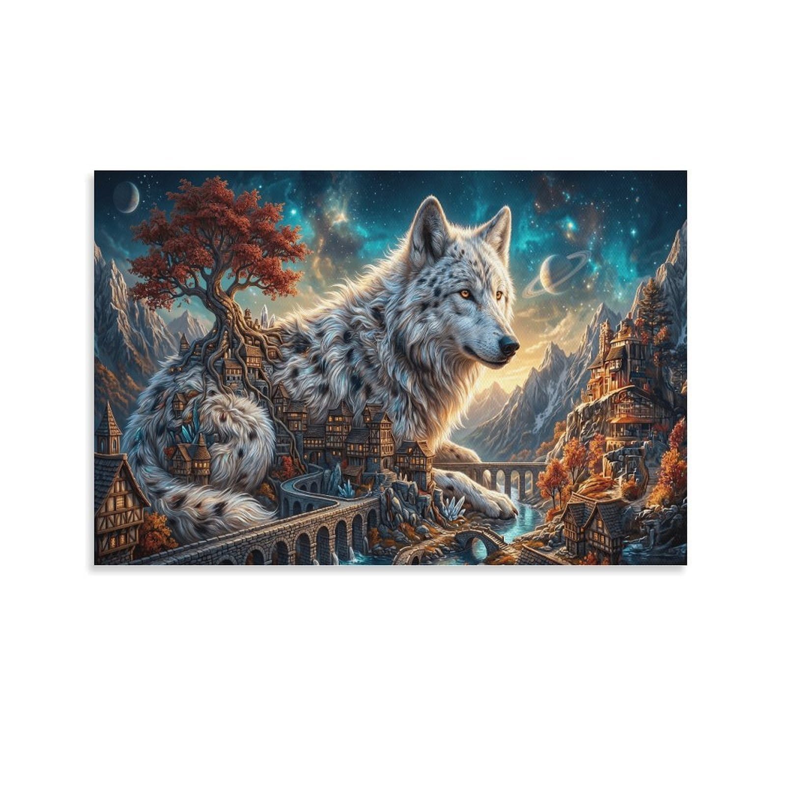 XPASHIQWC Wolf Poster Artwork Mountain Valley Giclee Canvas Prints Modern Canvas Wall Art Picture Wall Hanging for Bathroom Wall Decor 24x36inch(60x90cm)