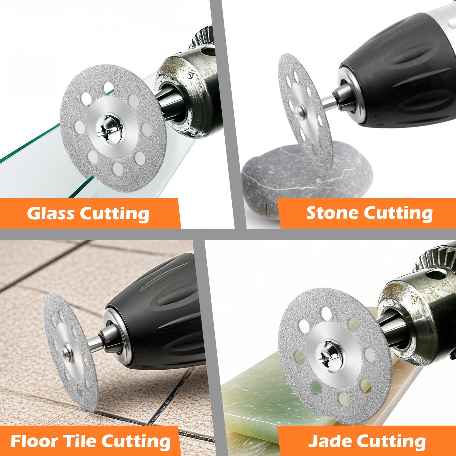 VLYX 545 Diamond Cutting Wheels (20PCS) + 3mm Mandrel (4PCS) for Rotary Tools - Image 2