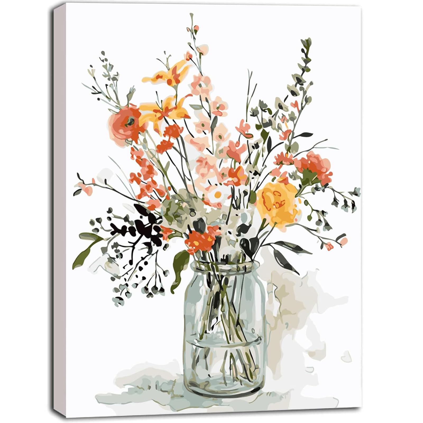 KQMGJYB Pintar por Numeros Adultos Flor,Cuadros para Pintar por Numeros,DIY Pintura por Números, Kit de Pintura al óleo de Lienzo DIY para con Pinceles, Pigmento Acrílico 40 x 50cm
