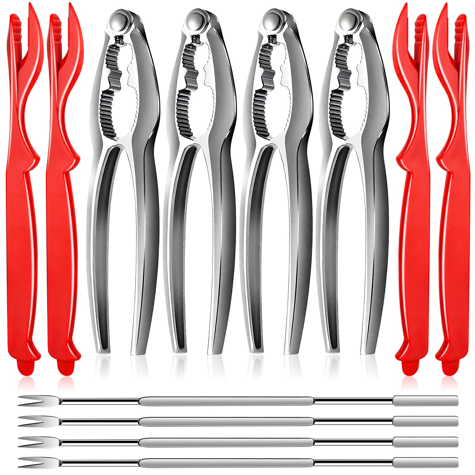 Photo 1 of 12Pcs Lobster Crackers and Picks Set, Stainless Steel Seafood Crackers, Crab Leg Cracker Set Tool for Eating Stake Support