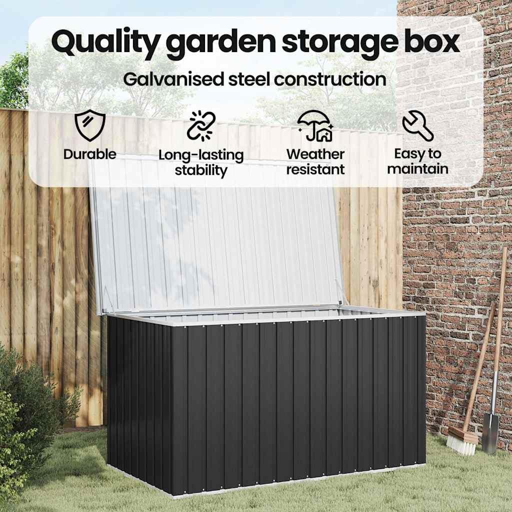 Gartenbox Anthrazit aus verzinktem Stahl 171x99x93 cm, wetterfest, mit Klappdeckel, großer Stauraum für Kissen, Polster und Zubehör, ideal für Terrasse, Balkon und Outdoor-Schutz