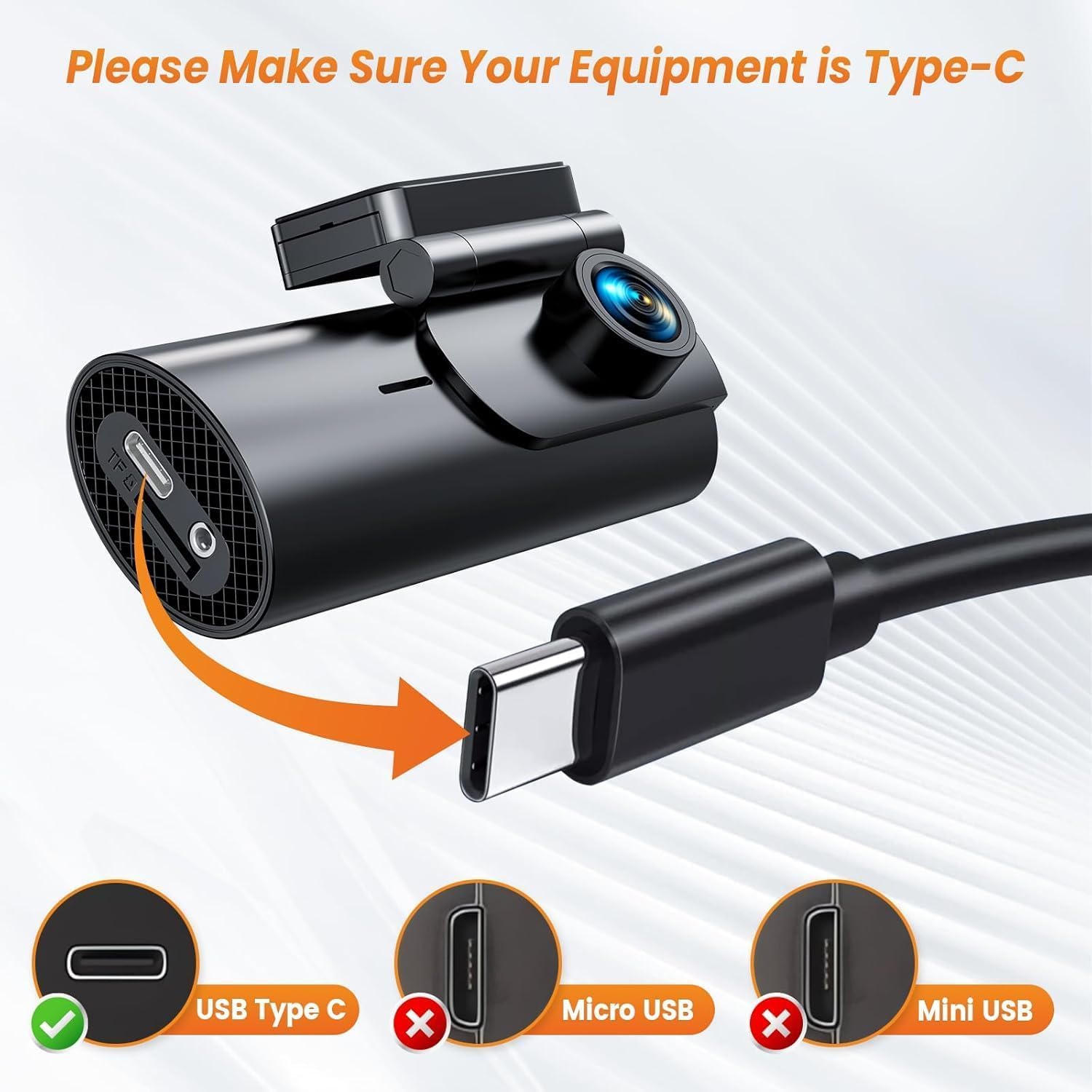 GKU Typ C Hardwire-Kit Dash Cam, 12V- 24V bis 5V 3A, 3,2 Meter Auto-Ladekabel-Kabel, Parküberwachung mit Unterspannungsschutz, Geeignet für alle GKU Dashcams, Nicht für andere Marken.