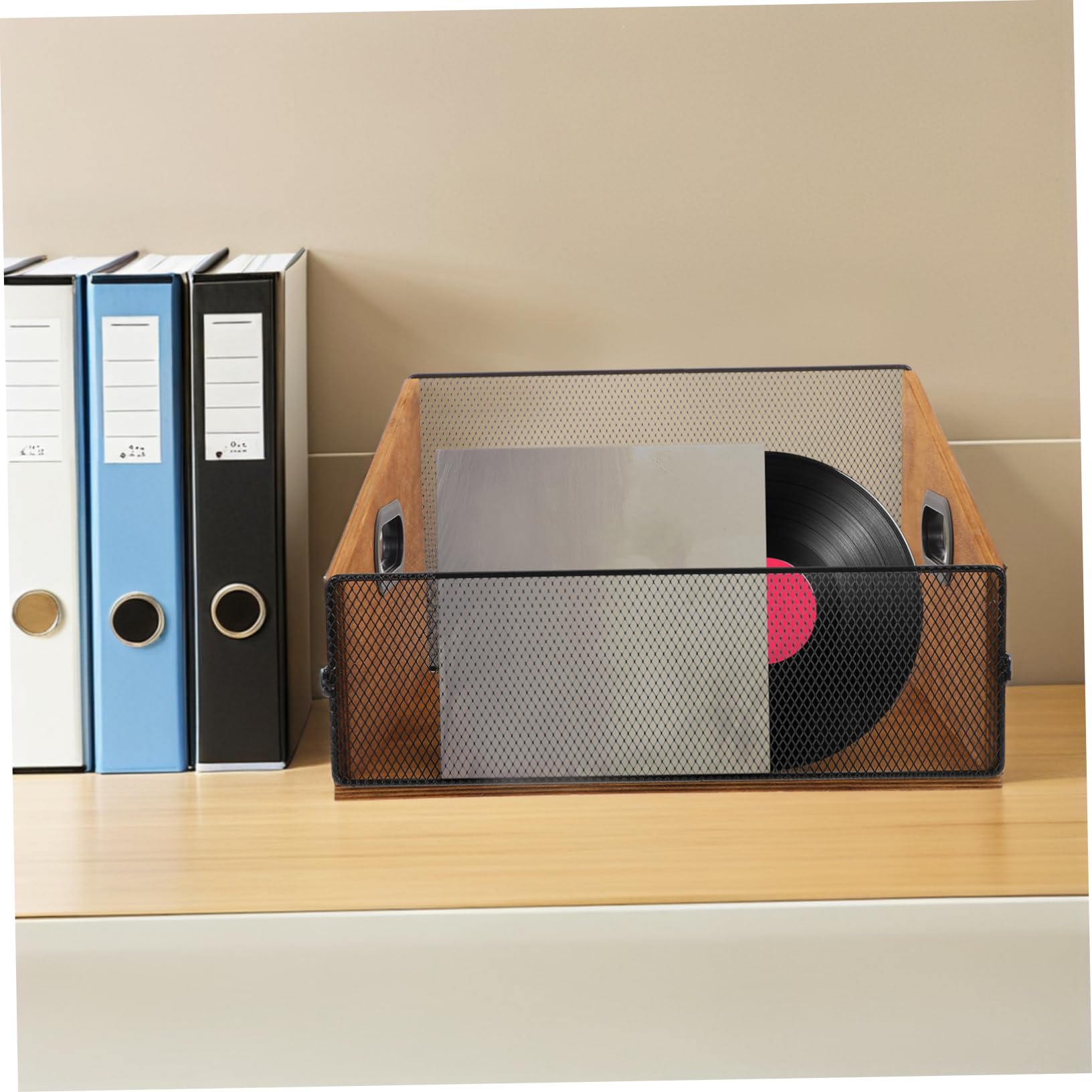DOITOOL Cassa Porta Dischi in Legno Massello con Manici Organizer per Vinili e File Scatola Solida per Soggiorno e Studio Scatola Resistente per Album e Riviste