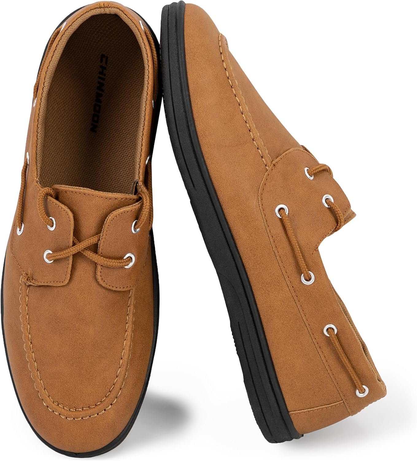 CHIN·MOON Men’s Penny Loafers Slip-Ons Casual Boat Driving Walking Shoes Waterproof PU Footwear