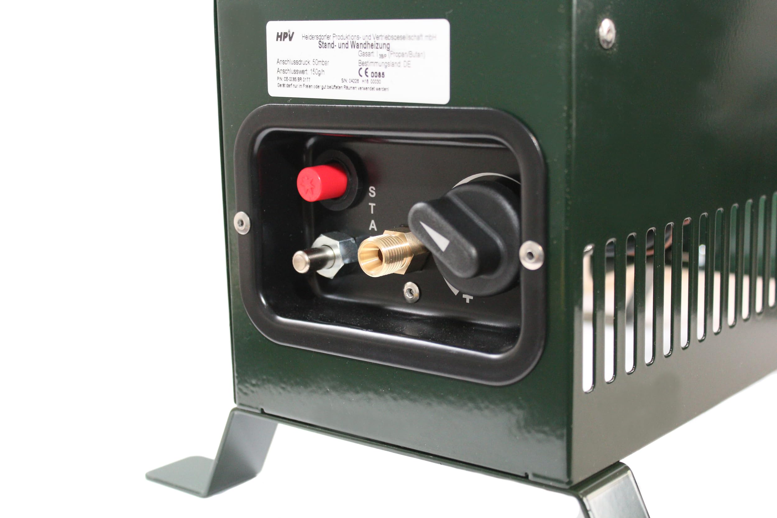 Gewächshausheizung 4kW mit Thermostat und Piezozündung für Wandmontage oder im Stand montierbar Gasheizer inkl. Schlauch HPV made in Germany Frostwächter (Mit Druckminderer (Außenbereich))