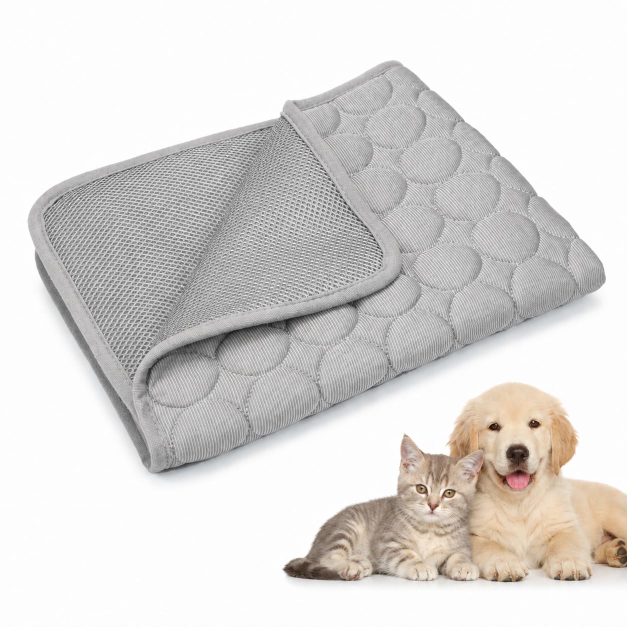 AAFGVC Helpforpaws Pet Cooling Mat For Summer Lightweight Cooling Fabric Dog Cat Bed Pad Easy Clean Foldable Mat For Crate Car Sofa Floor Patio Camping Travel Daily Use (Gray,XS-40X30cm)