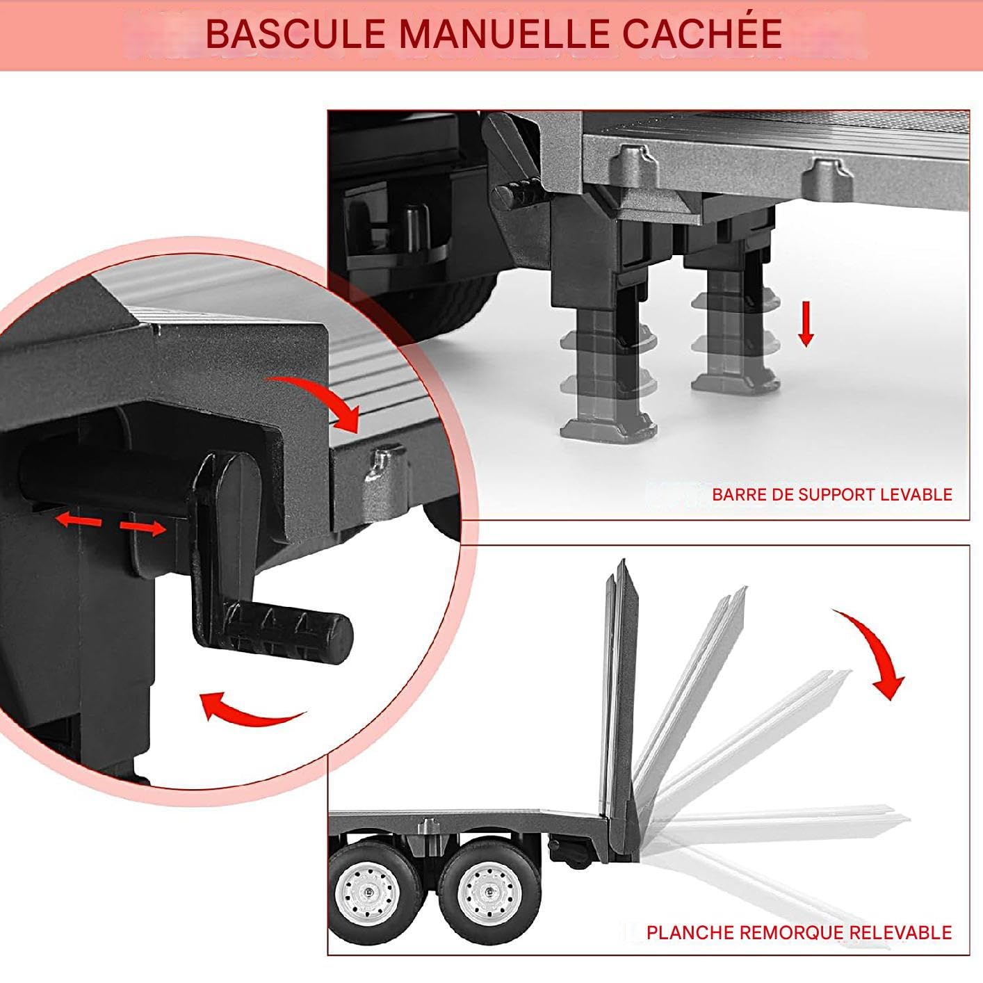 Semirremolque Control remoto Semi-Camion RC coche y camión control remoto escala 1/24 vehículo de construcción eléctrico control remoto 2 4 GHz con remolque