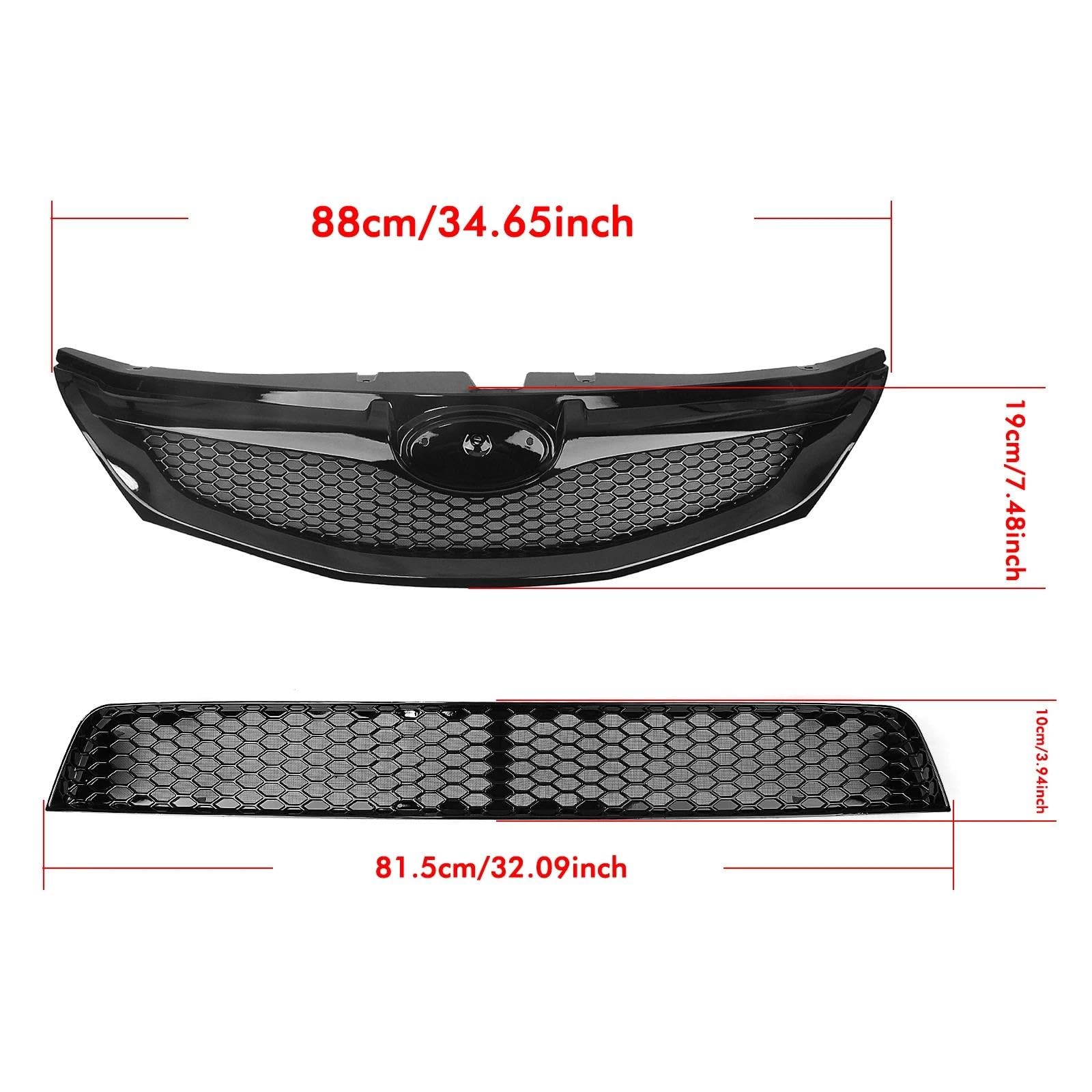 Per Subaru Per Impreza WRX STI 10th 2008-2011 Griglia Anteriore Superiore E Inferiore A Maglie(Glossy Black)
