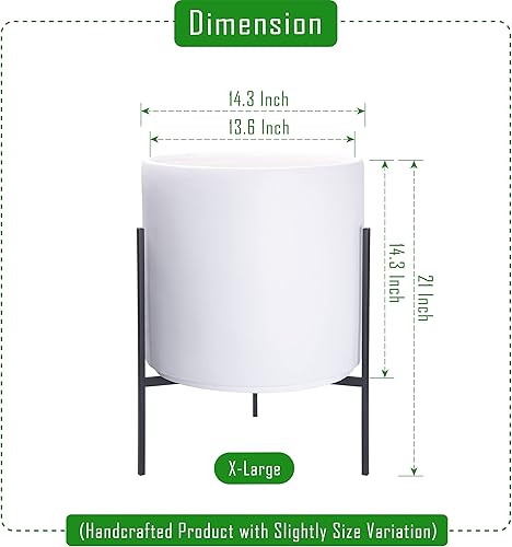 Miniatura 10 de D'vine Dev Maceta cilíndrica moderna con soporte resistente, maceta grande de 16 pulgadas, 22.8 pulgadas con altura de soporte, 96-T-1-XXL
