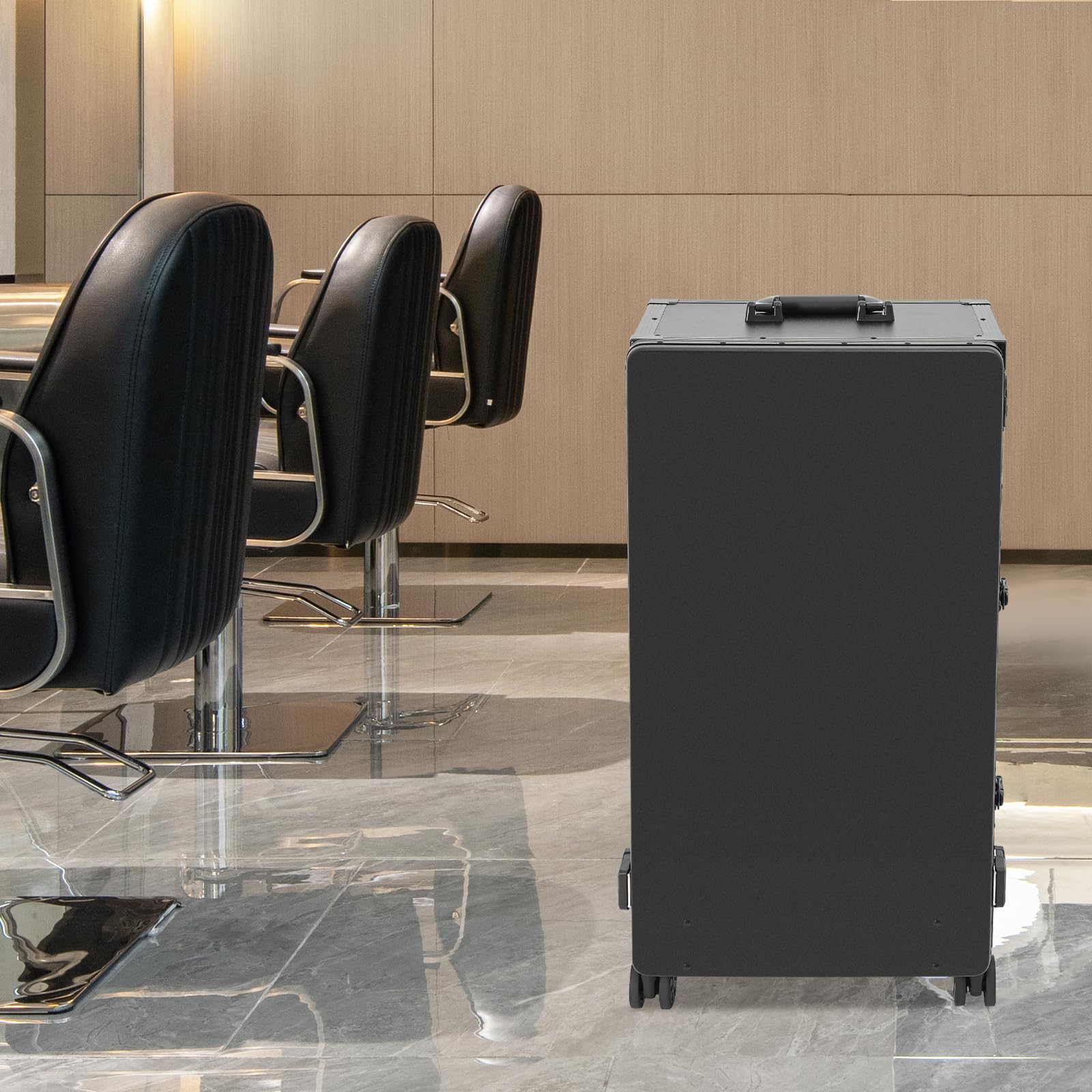 Maletín de maquillaje con espejo y Bluetooth y ruedas – 3 cajones – Grande moderno, capacidad de carga de 50 kg, para peluquería y belleza