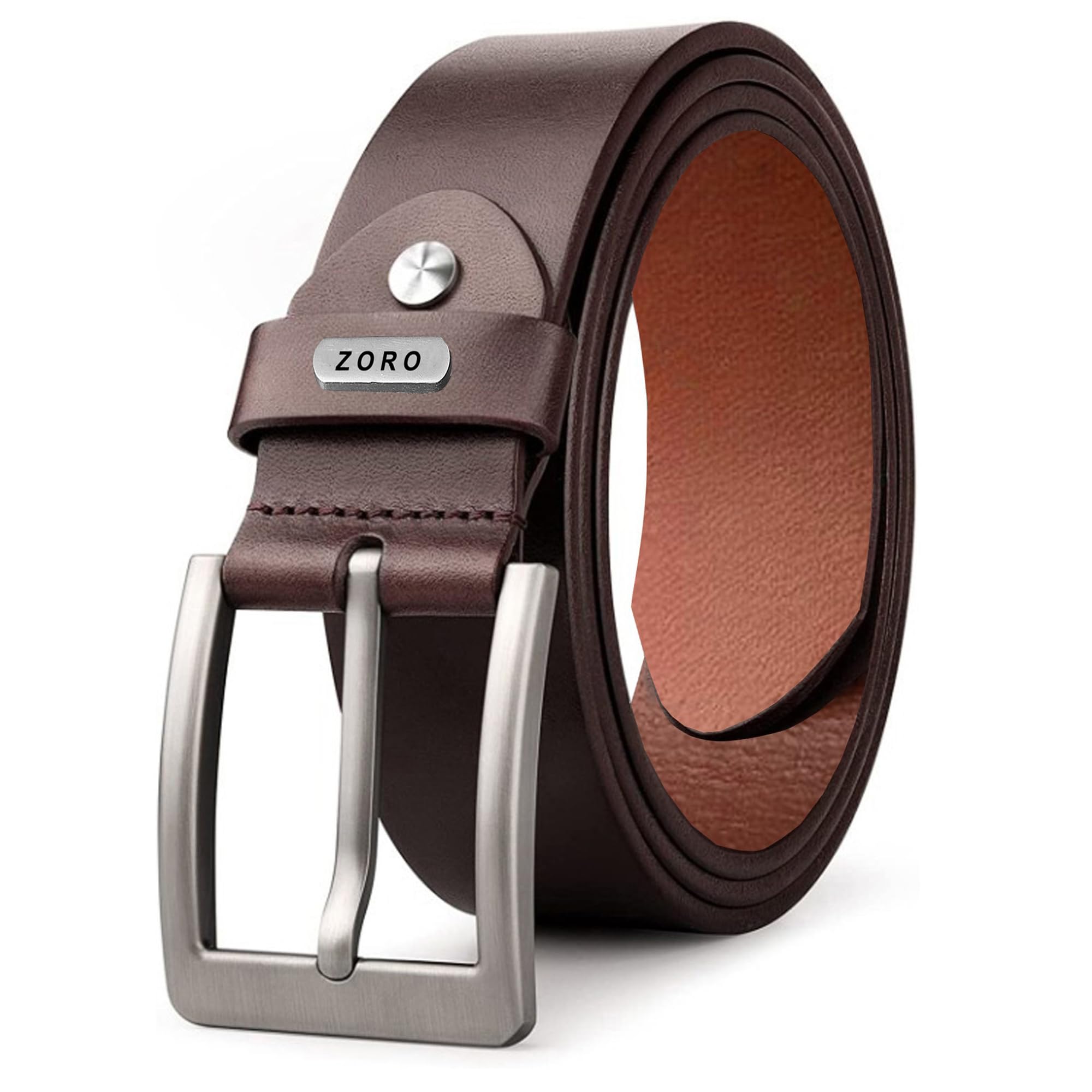 ZORO Men's Genuine Leather Belt for Men | Brown | Size 30