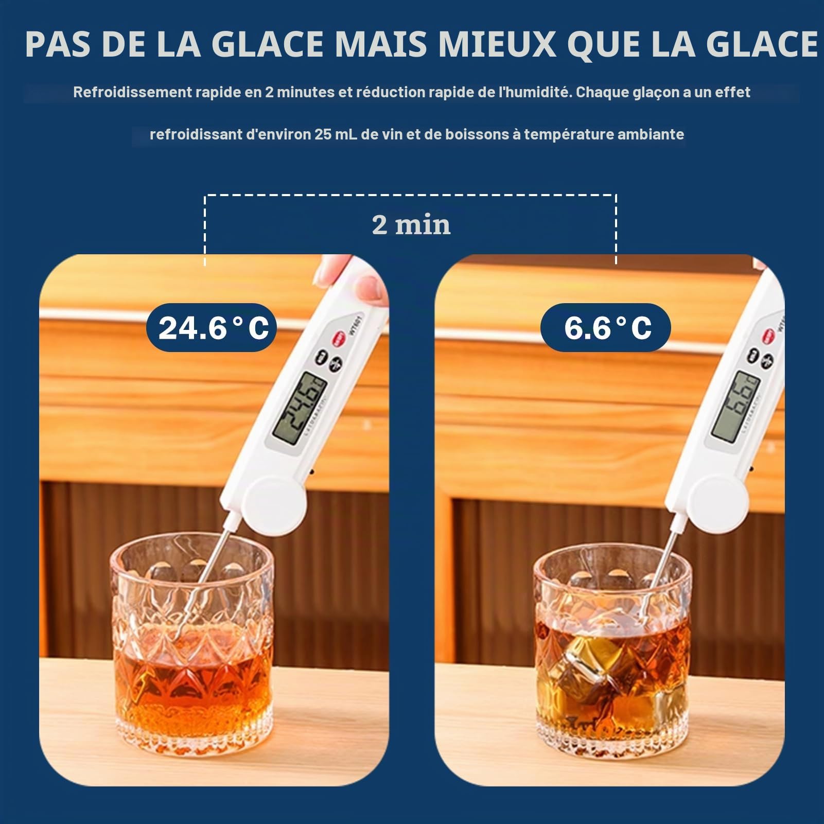 Glaçons Congelés en Acier Inoxydable,Lot de 24 Glaçons en Acier Inoxydable avec Clip,glaçons Réutilisables en acier inoxydable 304 de Qualité Alimentaire Metal Whiskey Stones pour whisky,vin