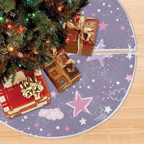 Miniatura 5 de Faldas de árbol de Navidad púrpura estrellado celestial de ensueño de 48 pulgadas decoración de árbol de Navidad decoración de Navidad para casa