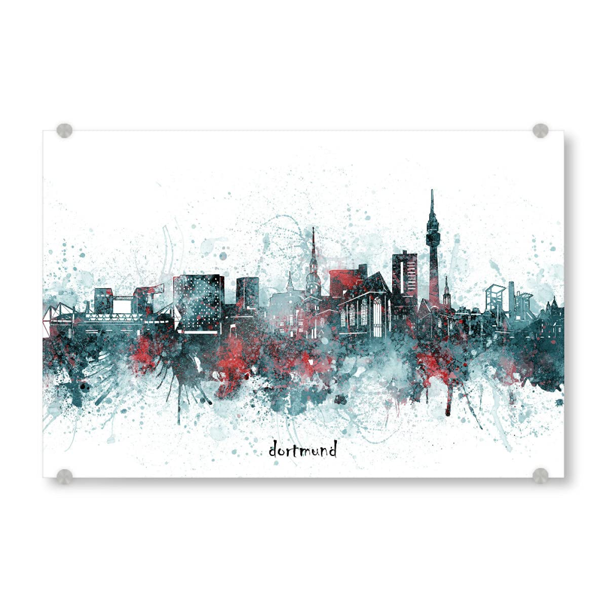 artboxONE Acrylglasbild 90x60 cm Städte Dortmund Skyline Artistic Grey - Bild Dortmund Cities City