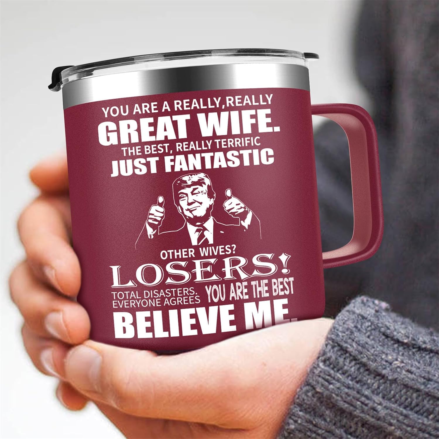 Great Wife Coffee Mug Funny Gifts for Wife from Husband - 14oz Great Wife Stainless Steel Coffee Mug - Wife Gifts from Husband Wife Presents at Christmas - Image 3