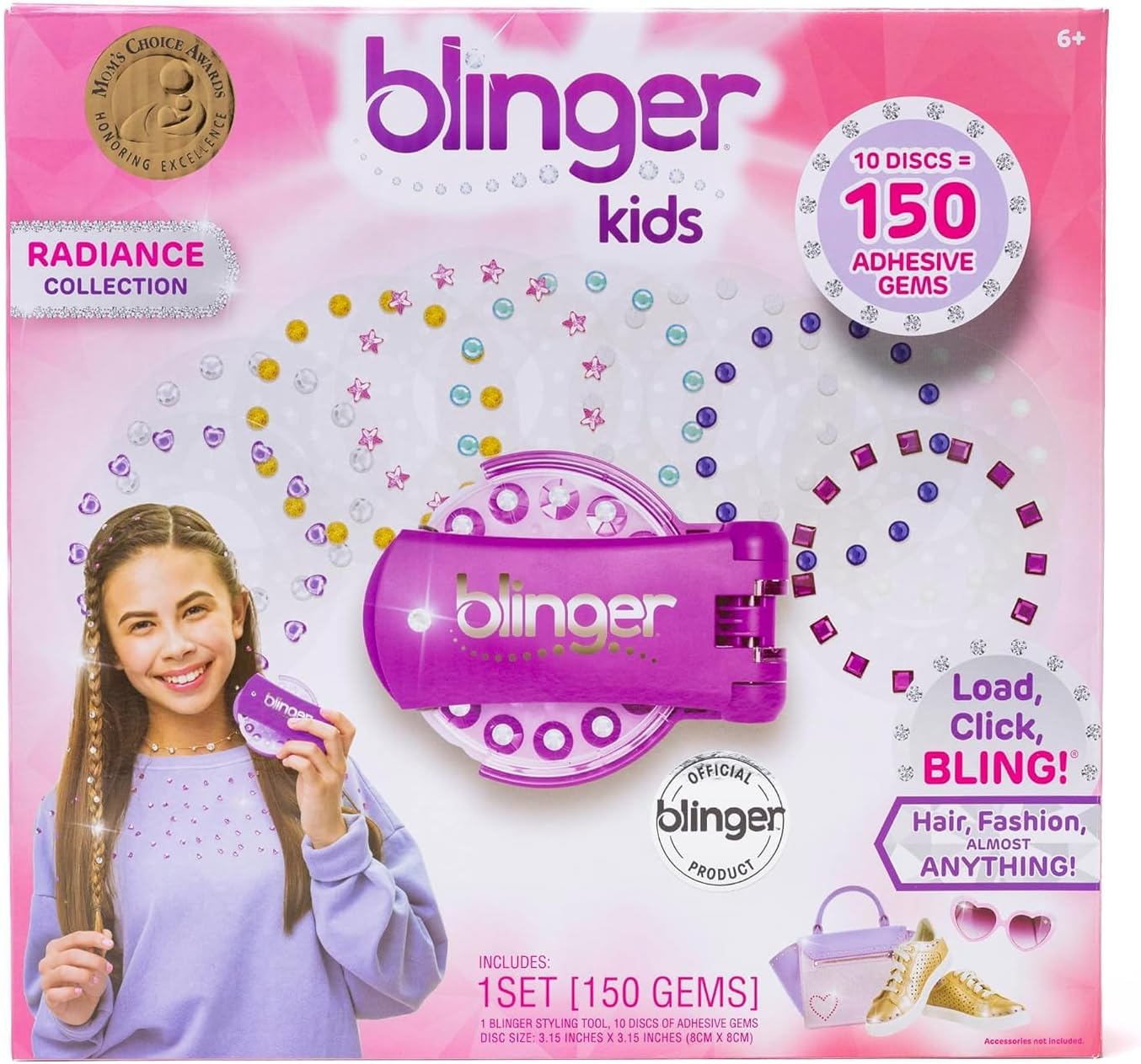 blingerUltimate Set, Glam Collection, Comes with Glam Styling Tool & 225 Gems - Load, Click, Bling! Hair, Fashion, Anything! (Amazon Exclusive),