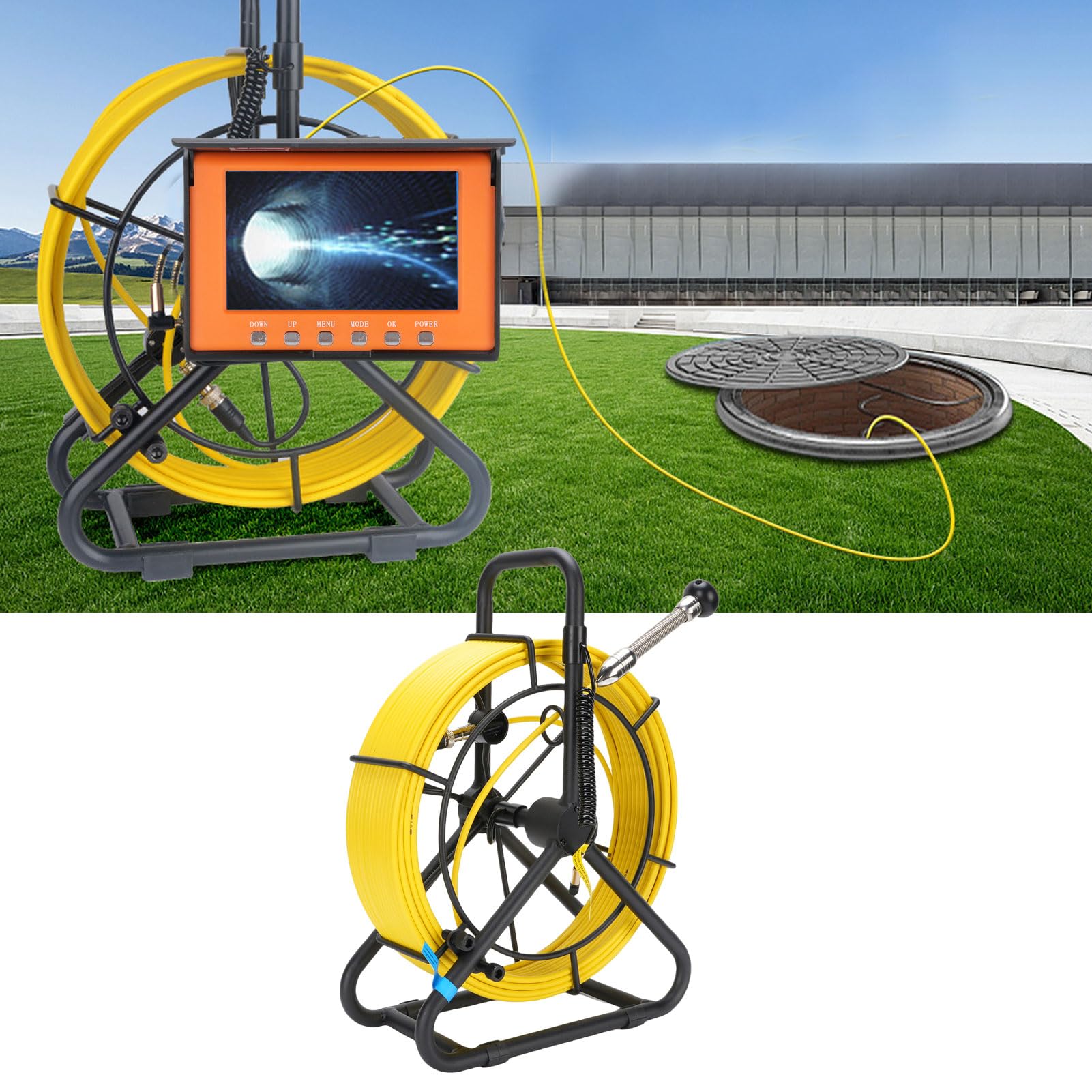 Domary 1080P Pipe Inspection Camera with 18mm Lens and 5" Screen for