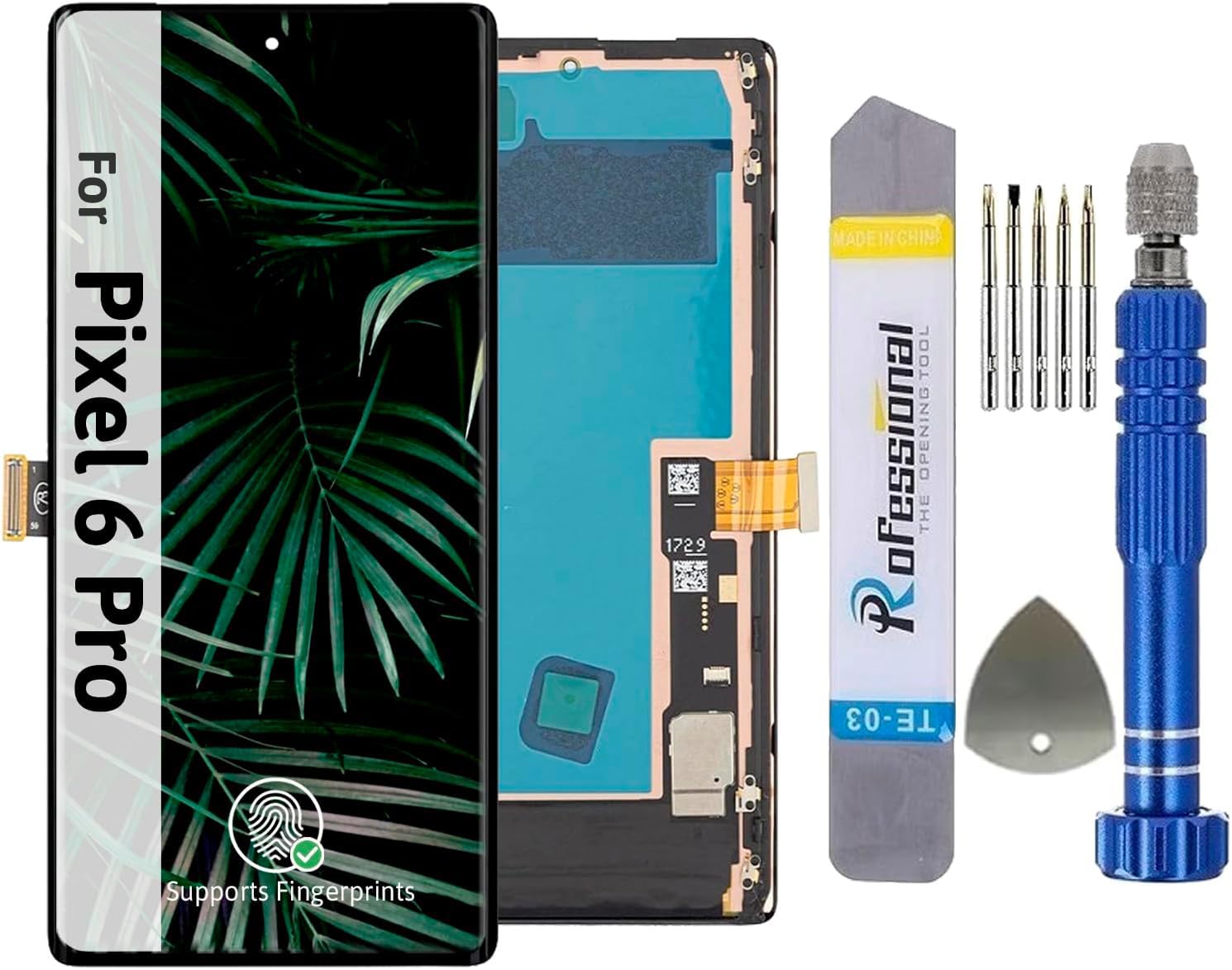 It'Go Wyświetlacz Full OLED do Google Pixel 6 Pro G8VOU (odcisk palca), ekran LCD, ekran dotykowy z narzędziami, czarny, z ramką, wysoka jakość