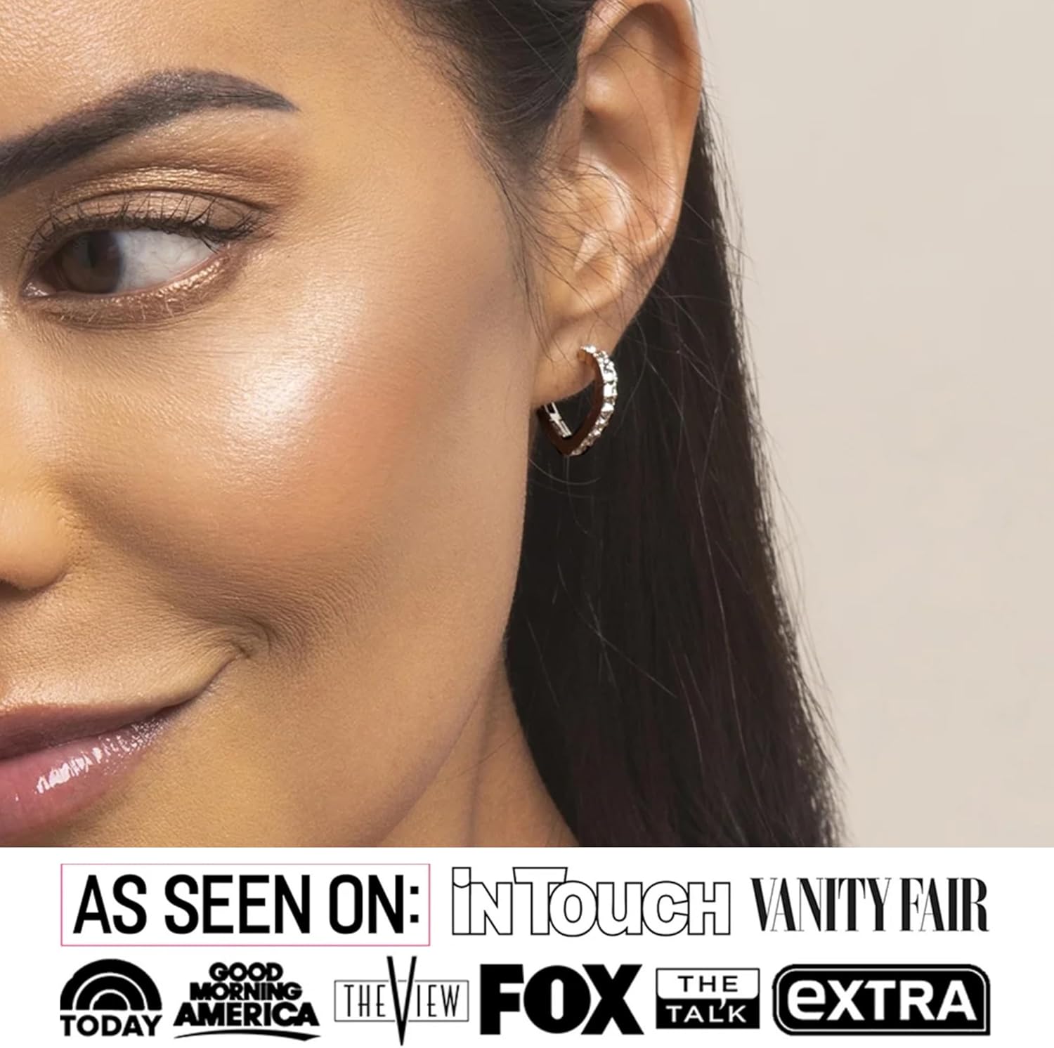 Cate & Chloe Waverly 18k White Gold 16mm Silver Hoop Earrings with Simulated Diamond Crystals, Hypoallergenic Jewelry for Women, Gift for Her - Image 3