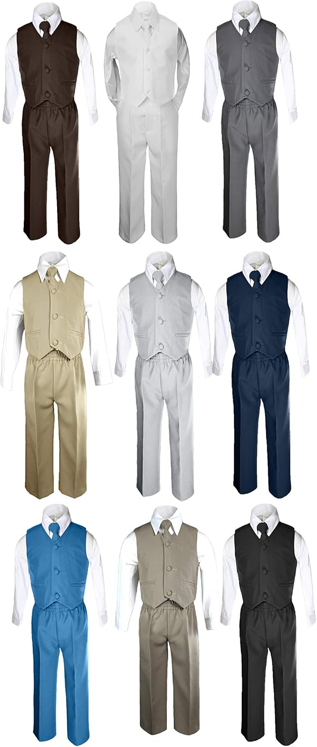 4pc New Born Baby Boy Toddler Teen Wedding Easter Formal Party Color Vest Suit Set Sm-20