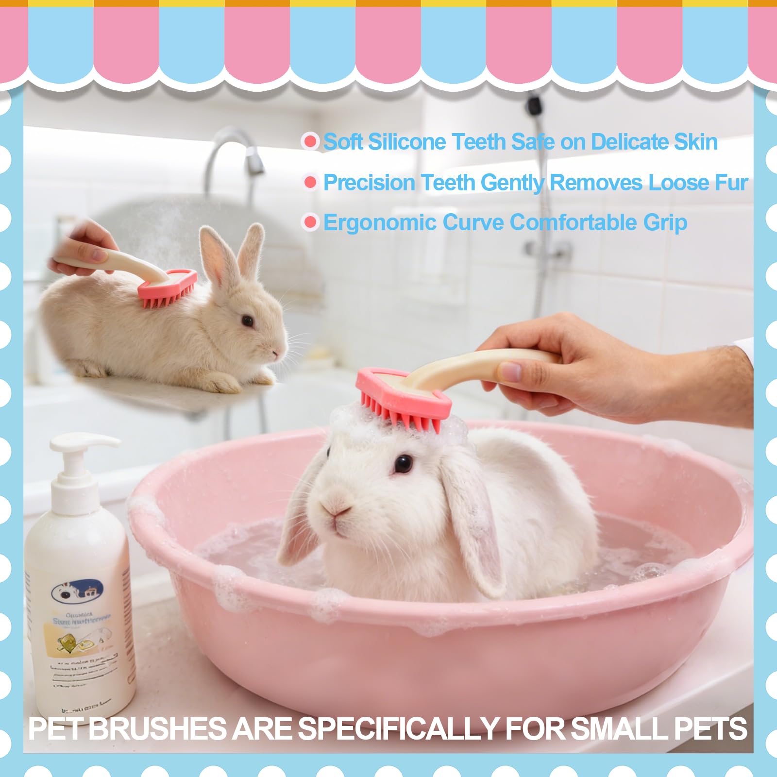 Kalamanda Kaninchenpflegeset, Kaninchenbürste zum Ausfallen mit Hasen-Nagelknipser, Kaninchen-Nagelschneider mit Haustierkämmen für Hamster, Meerschweinchen, Frettchen von Kalamanda, 6 Stück