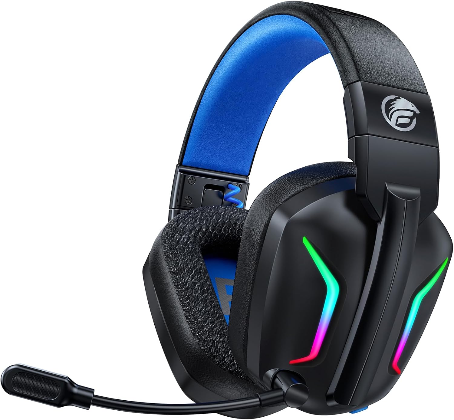 Wireless Gaming Headset with LED Light for PS5, PS4, PC, Switch, Laptop, Mac – 2.4GHz & Bluetooth 5.4, 50H Battery, Flip Mic, Lossless Audio, Foldable, Immersive Gaming